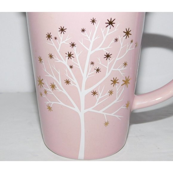 Davids Tea Perfect Mug Cool Pink Starry Tree with Lid 12 oz White Gold- - Picture 3 of 9